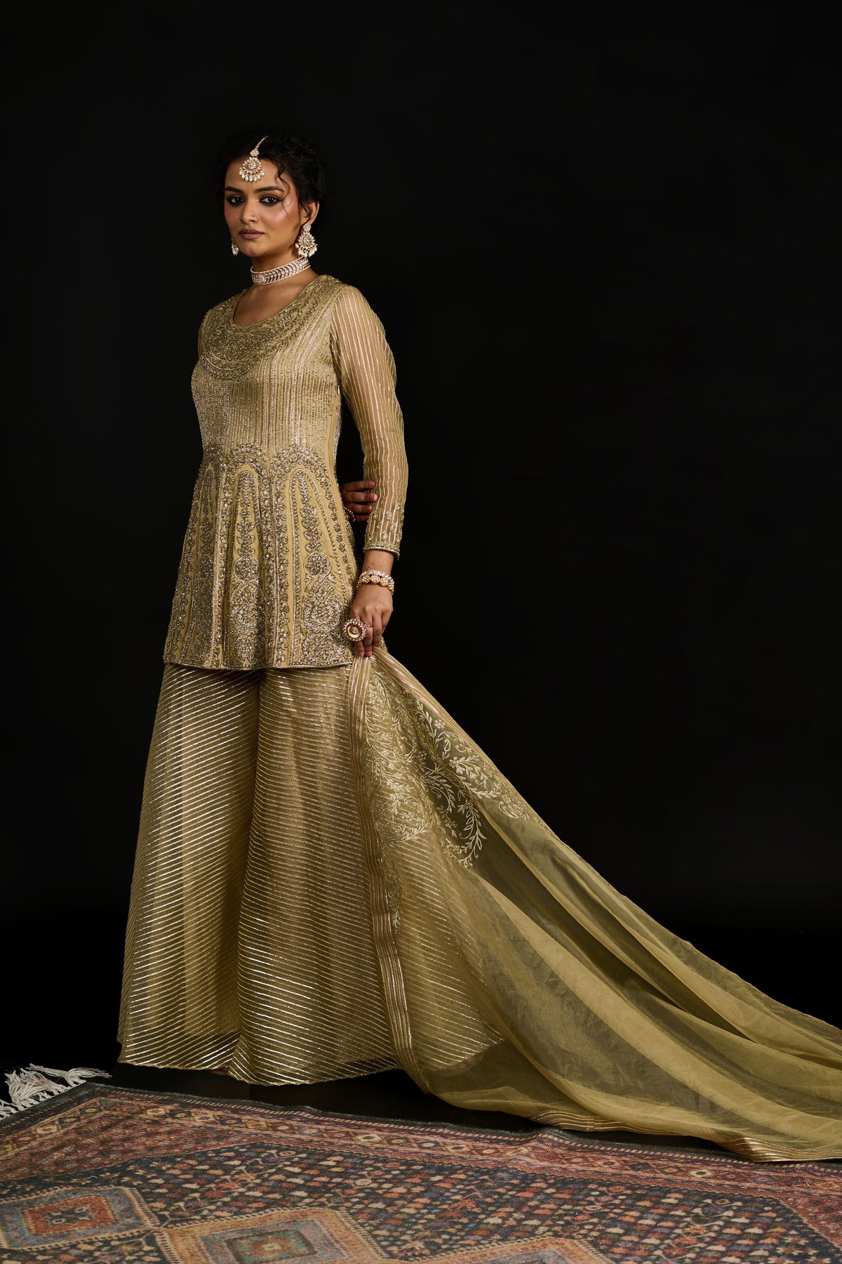 Zahra Golden Sharara Set