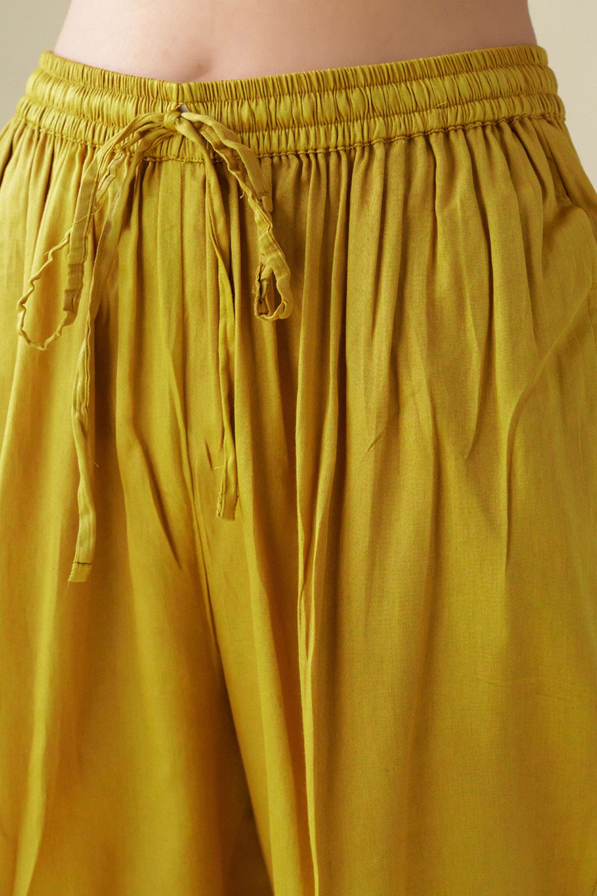 Yellow Cotton Silk Pant