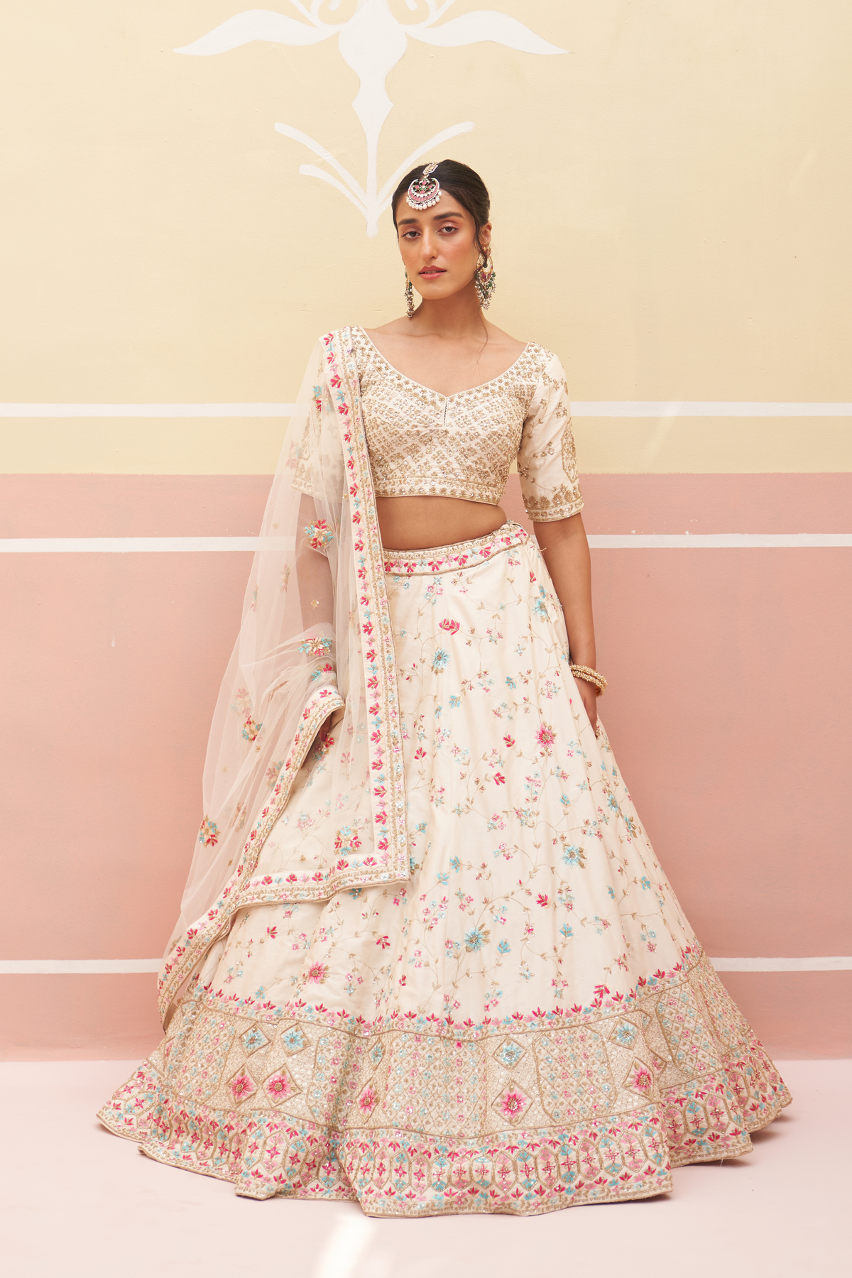 Ivory Silk Lehenga Set