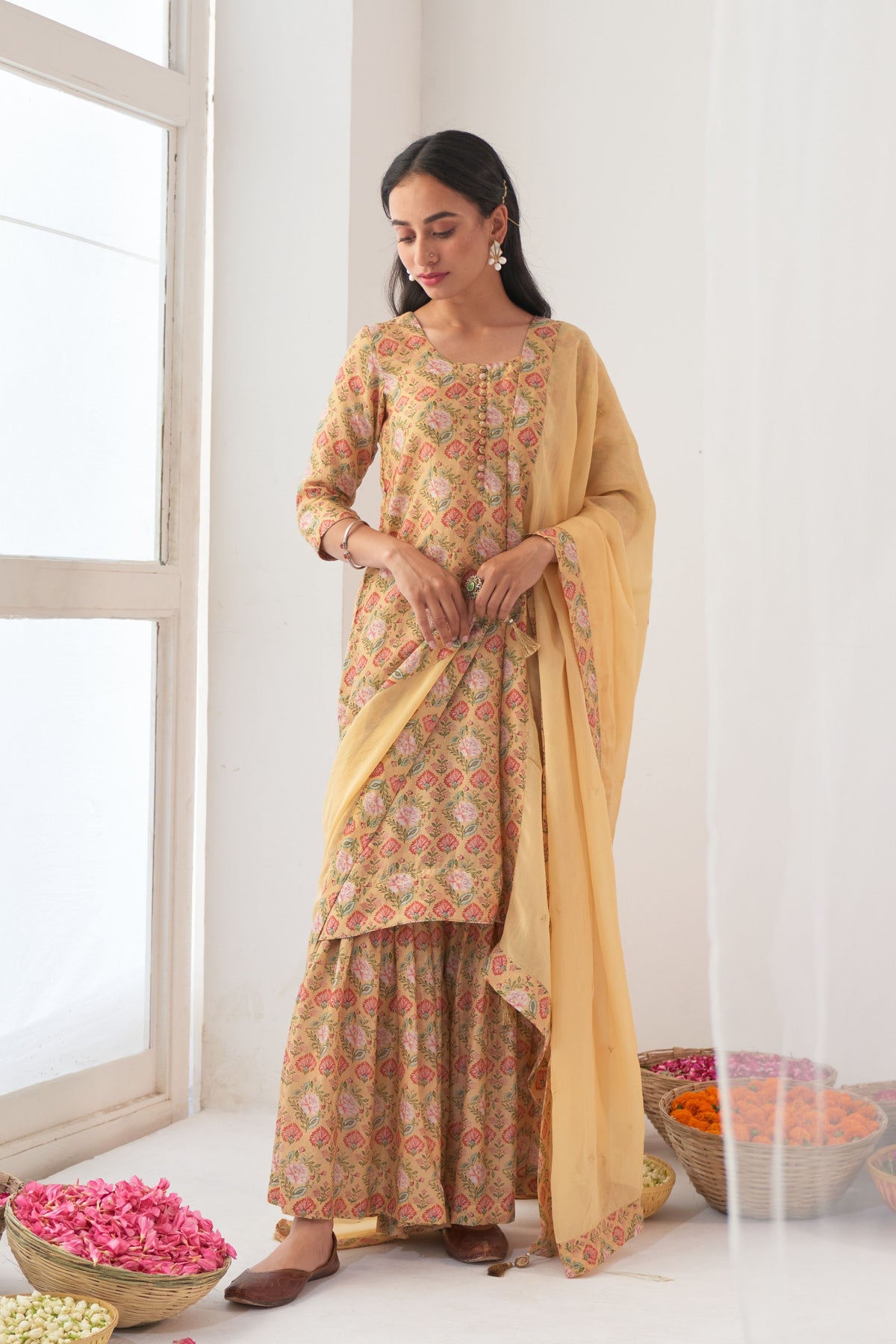 Yellow Peony Sharara Set