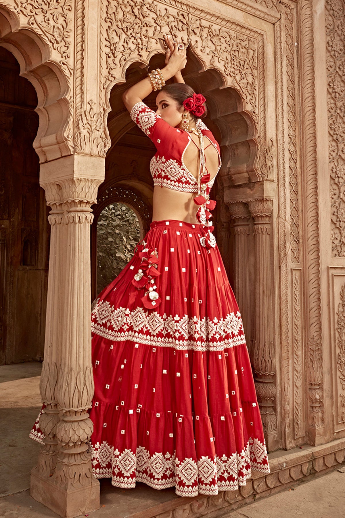 Red Diamond Lehenga Set