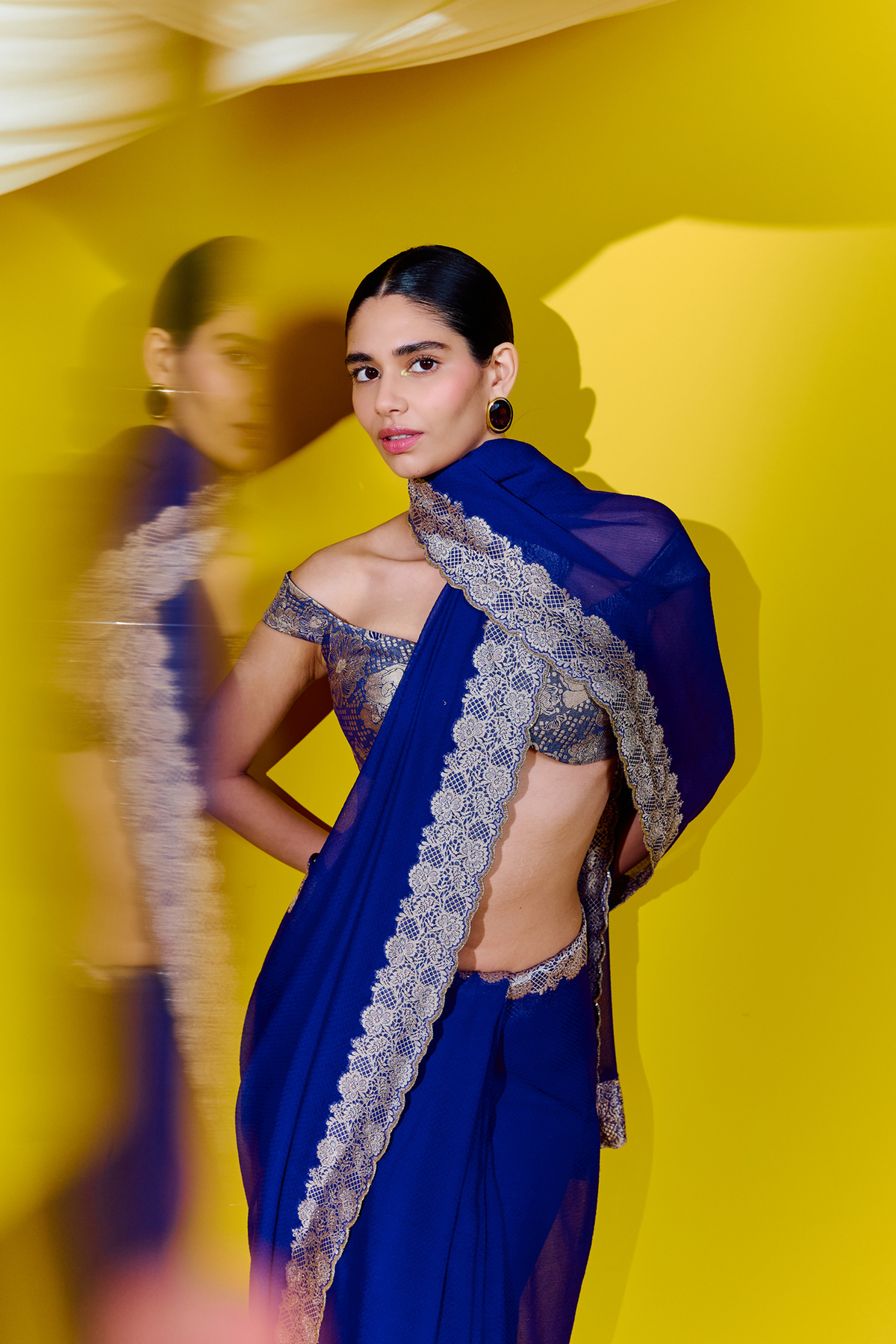 Blue Georgette Handwoven Saree