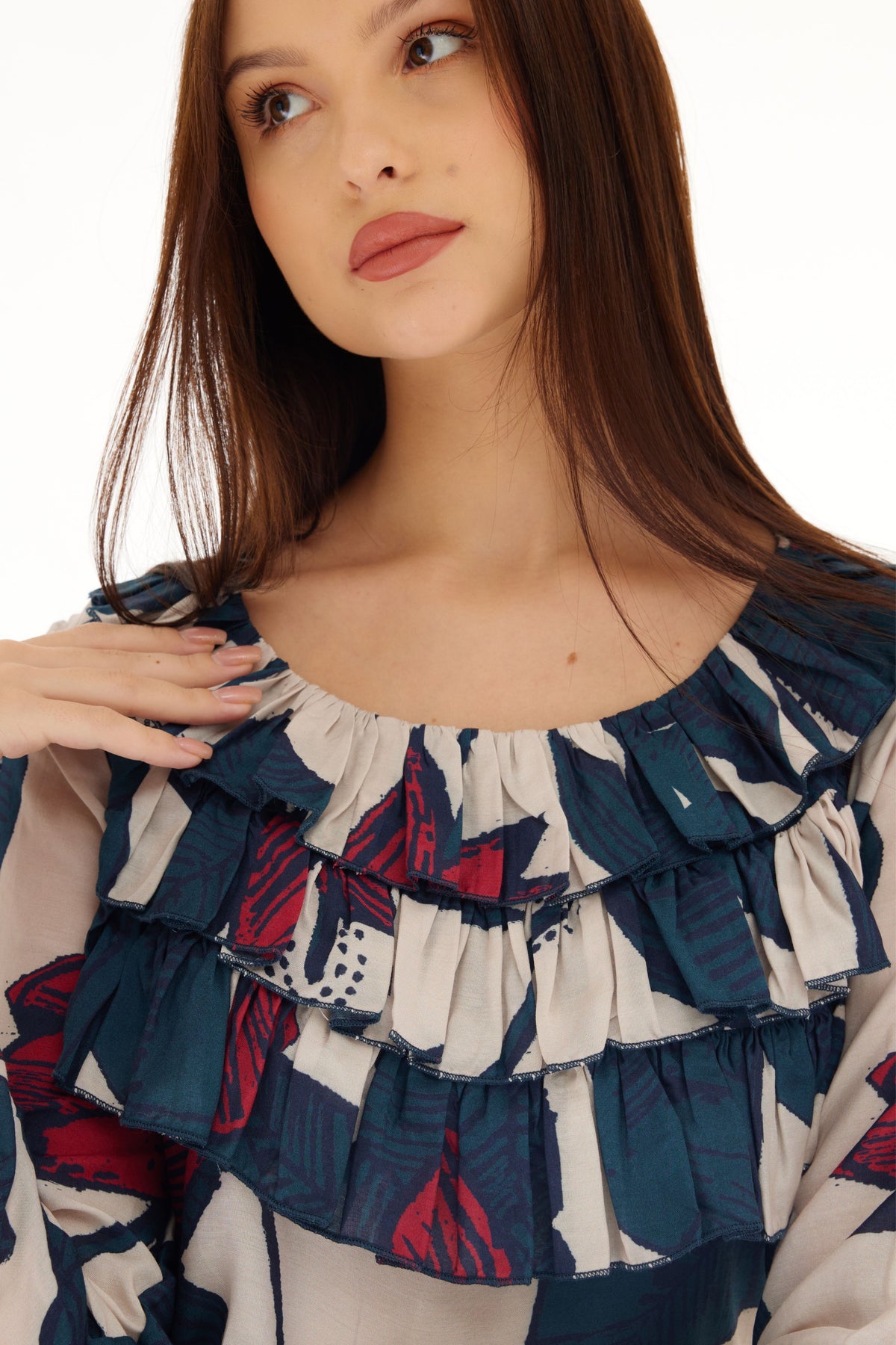 Multicolour Floral Frill Top