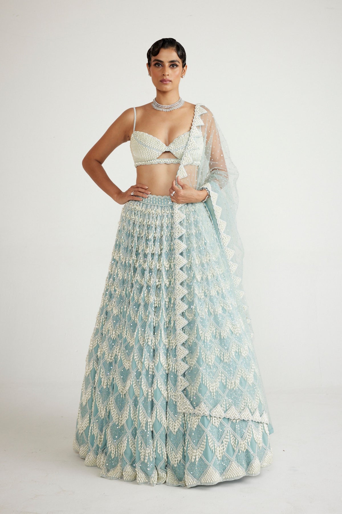 Powder Blue Chandelier  Lehenga Set