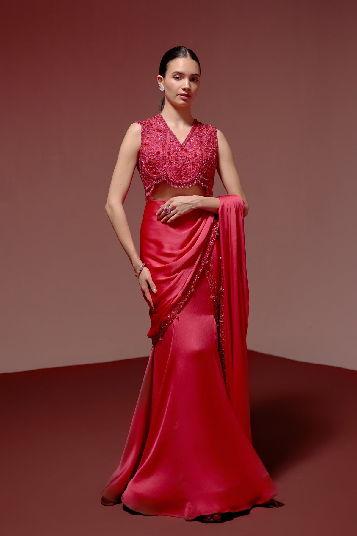 Hotpink Drape Saree