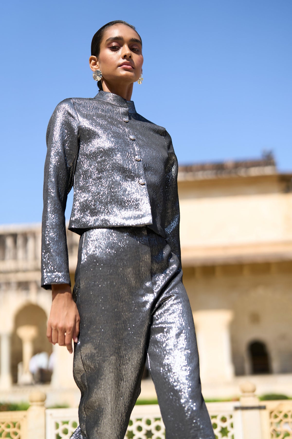 Silver Metallic Co-ord Set