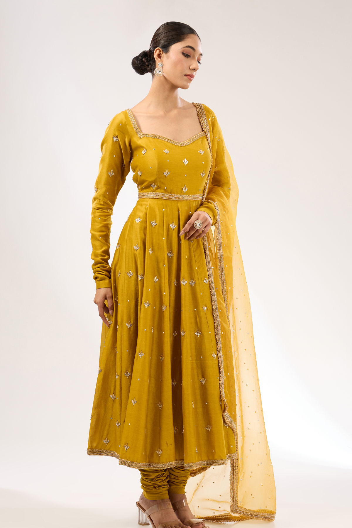 Gota Patti Mustard Anarkali Set