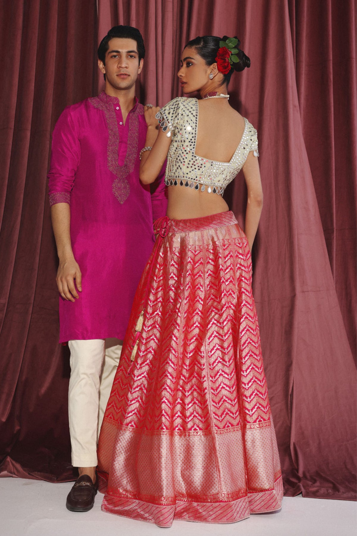 Banarasi Brocade Pink Lehenga Set