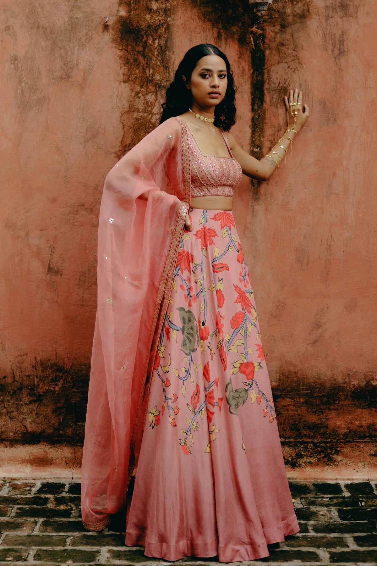 Dusty Rose Ombre Lehenga Set