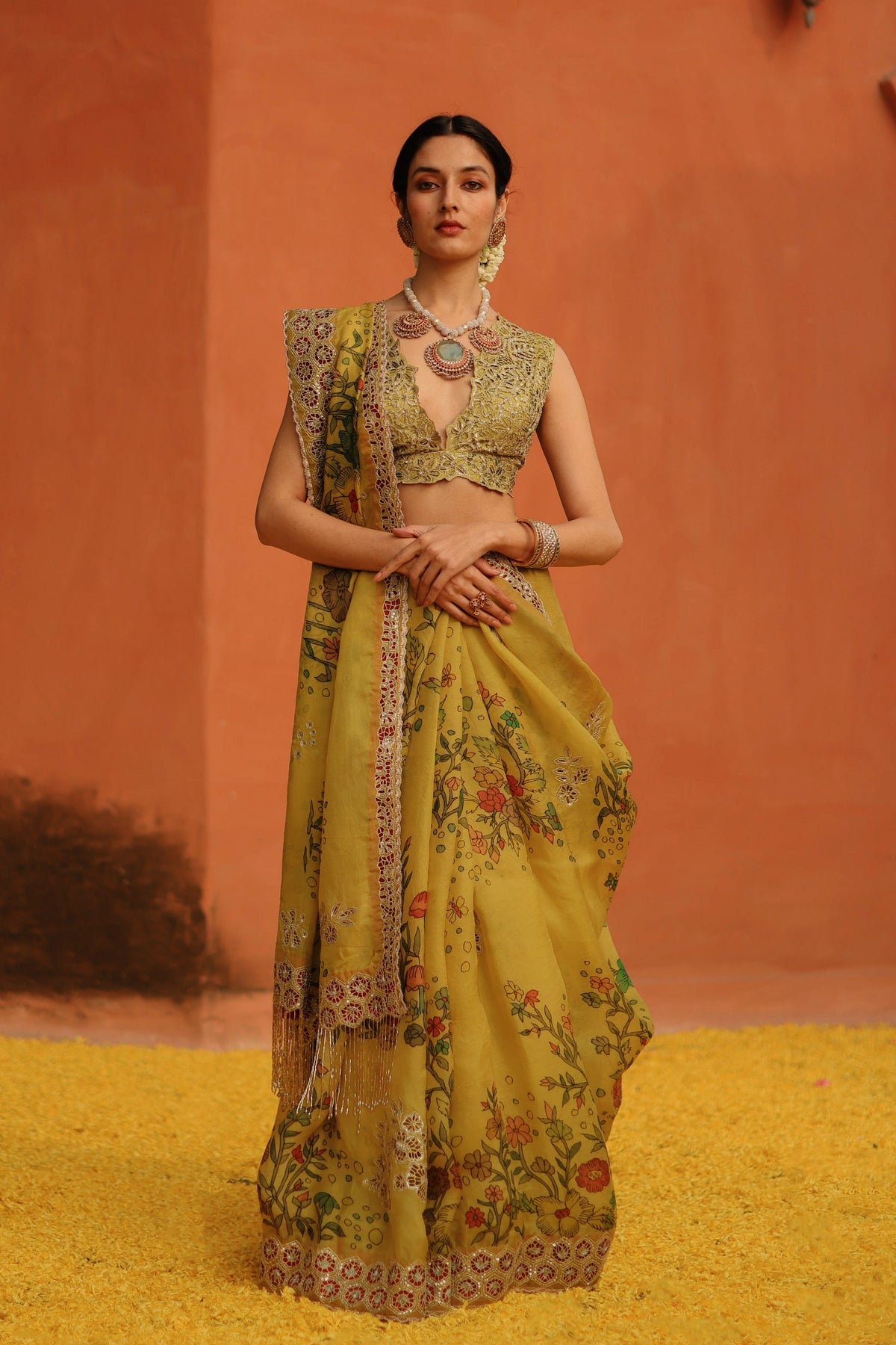 Sunflower Kalam Saree