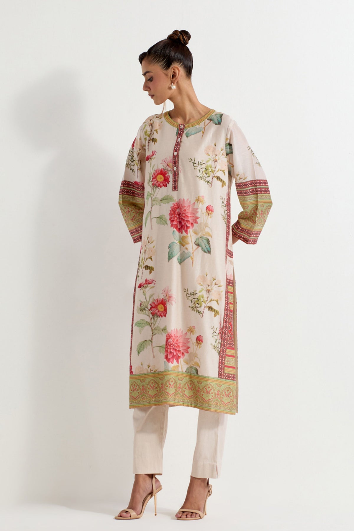 Printed Chanderi Kurta Set