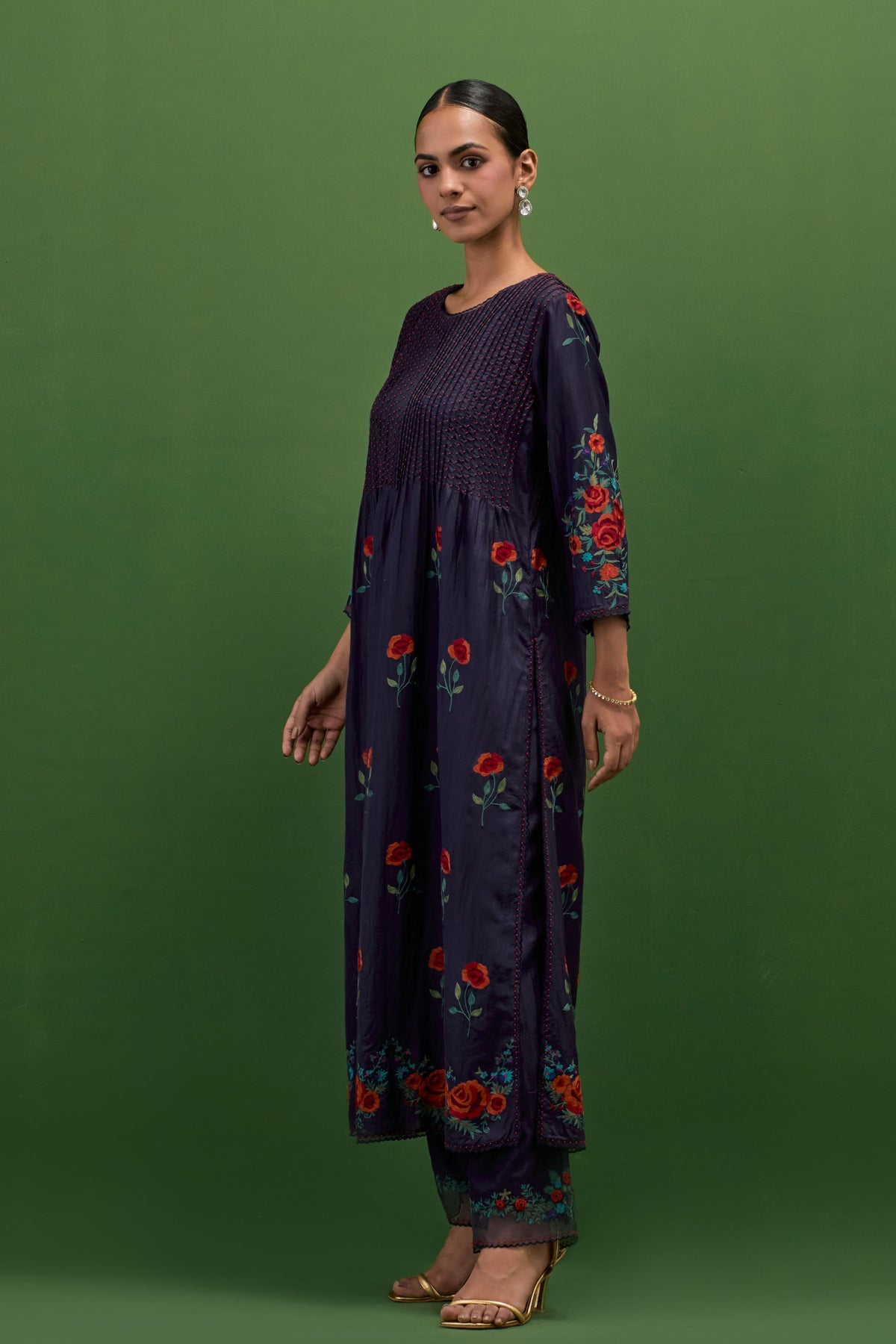 Midnight Blue Embroidery Kurta Set