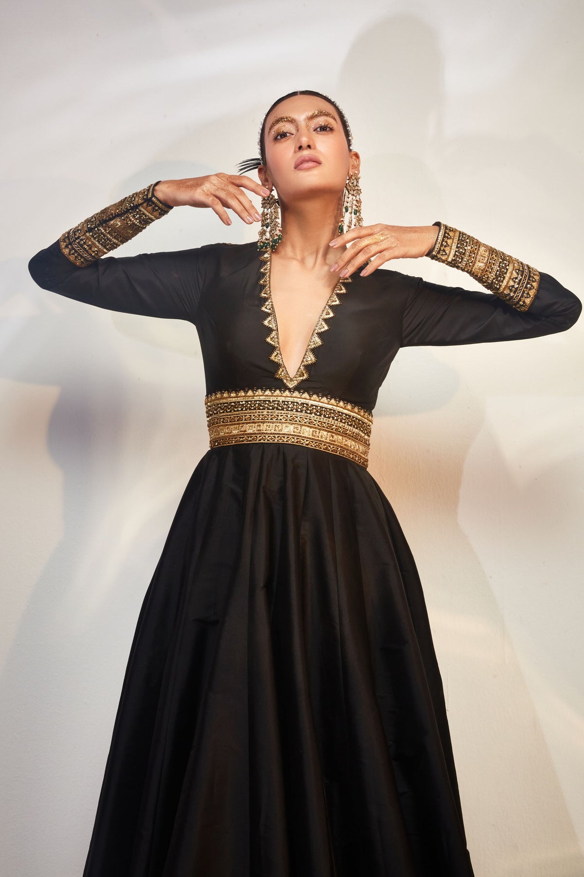 Black A-Line Embellished Anarkali