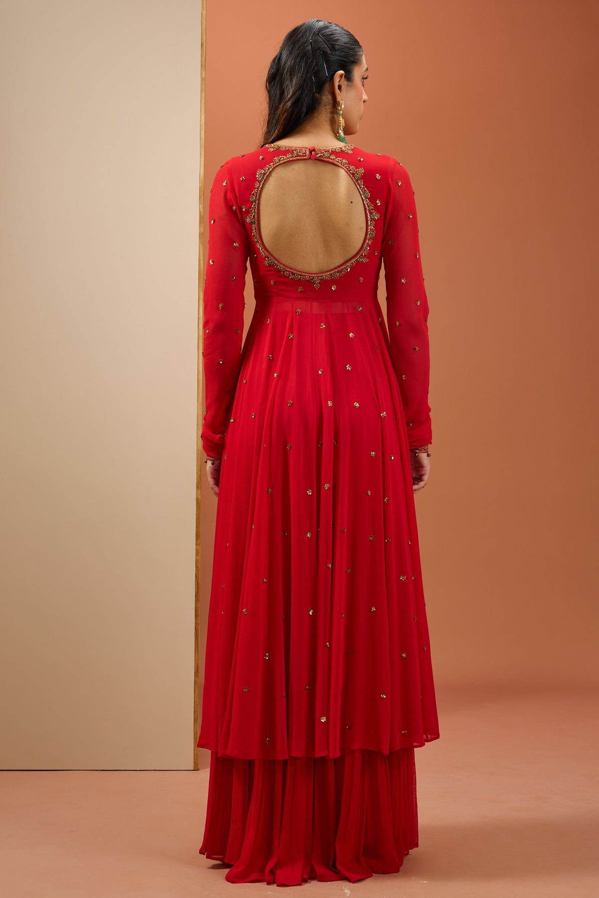 Red Anarkali Set