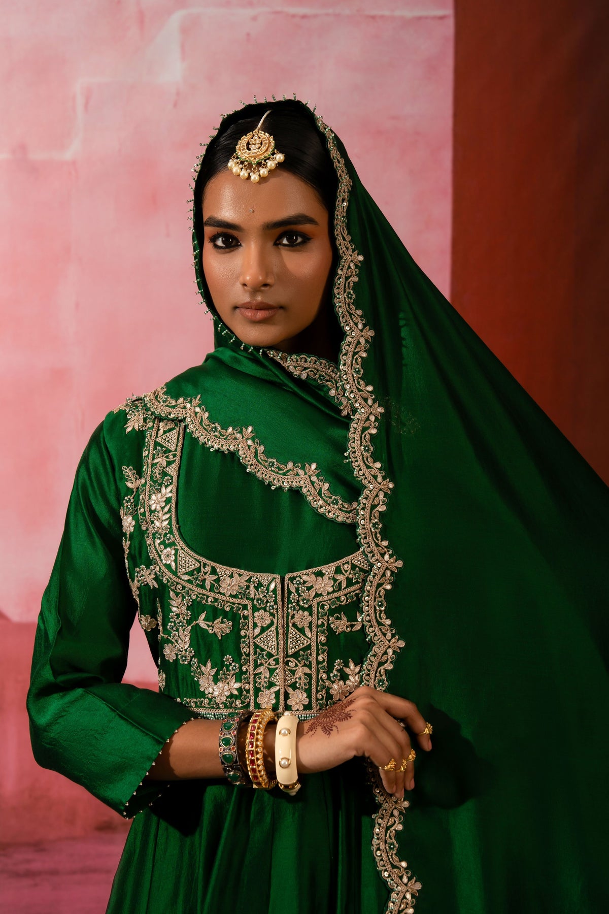 Green Jodha Jacket Anarkali