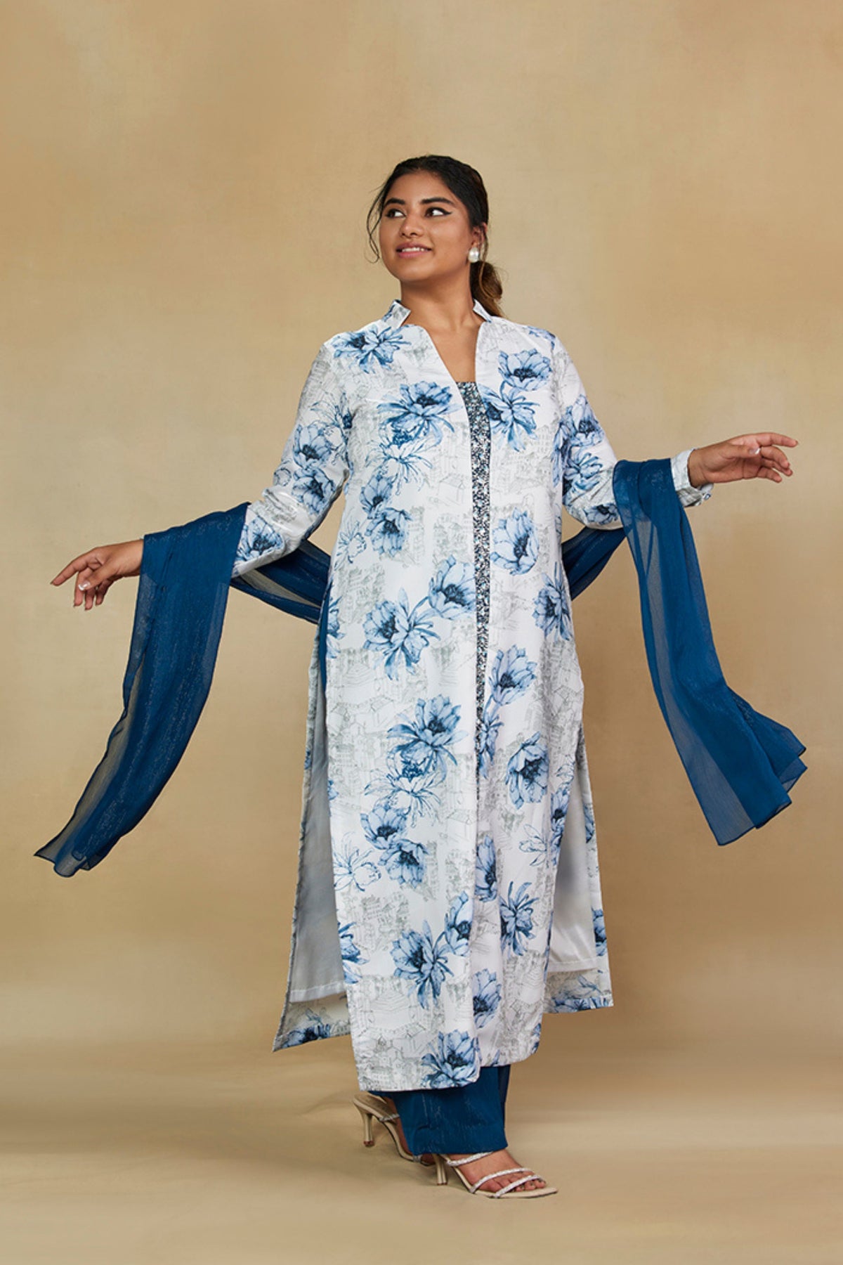 Blue Printed Full Kurta Set