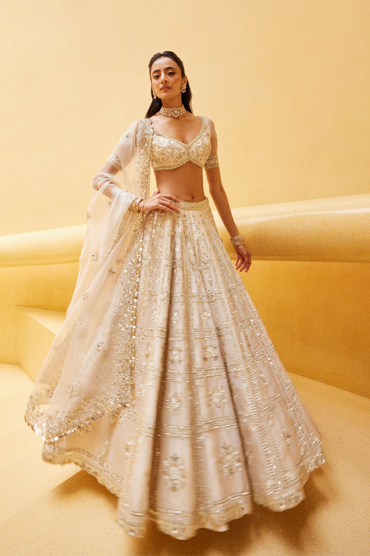 Off White Bridal Lehenga Set