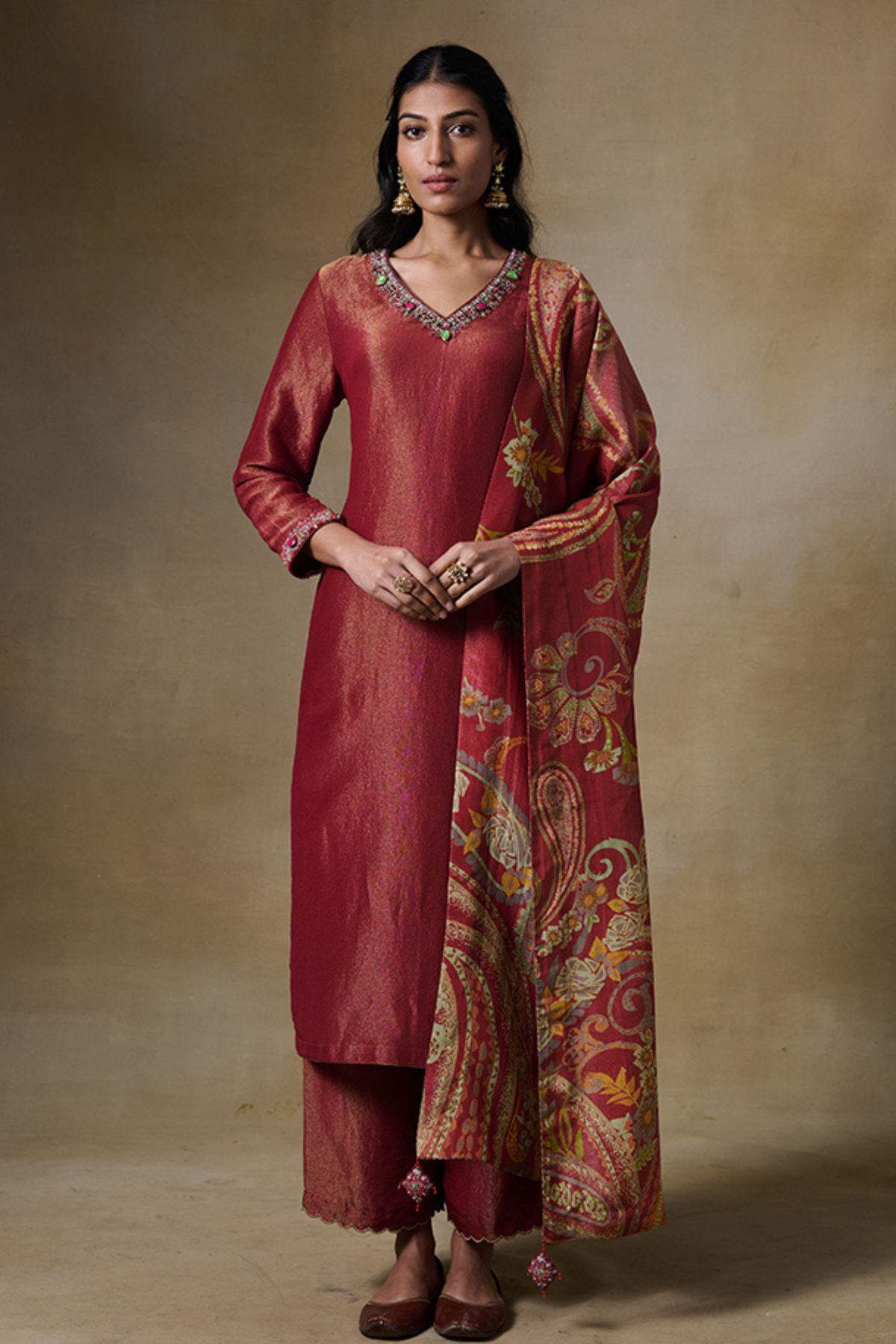 Shifa Kurta Set in Rust