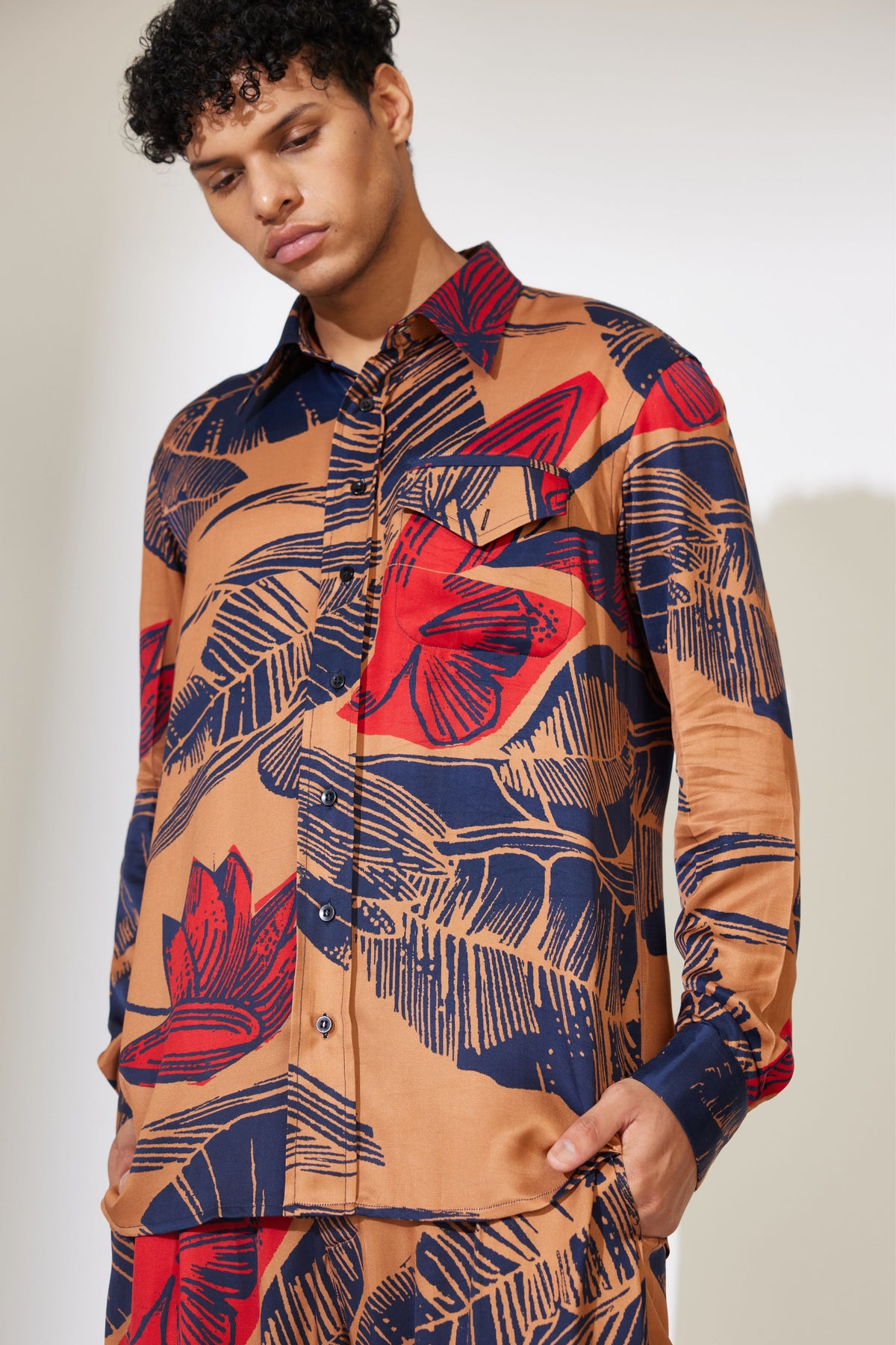 Rust and Red Floral Shirt