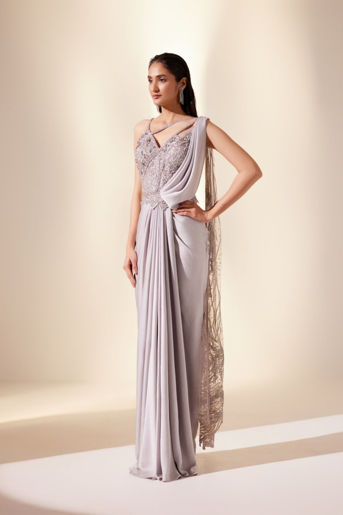 Lunar Lilac Grey Saree