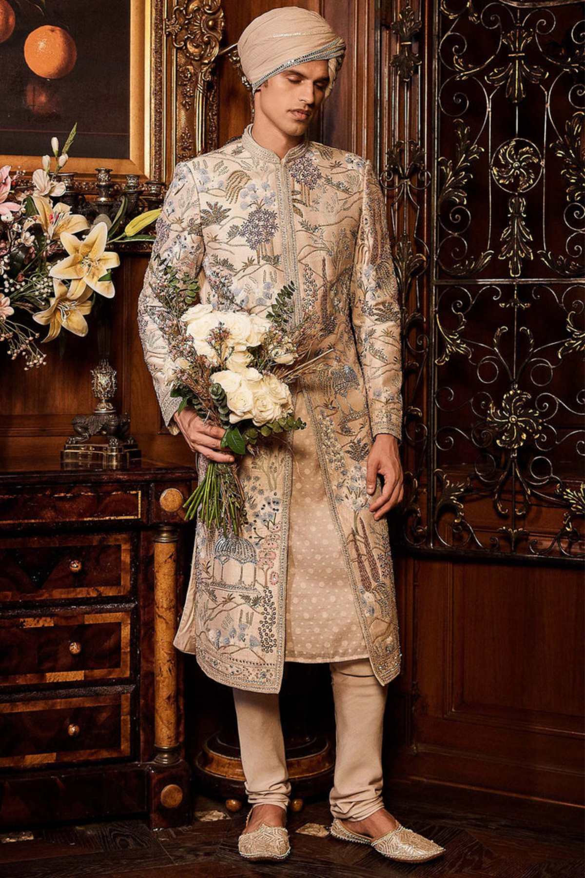 Palace of Provence Ekru Sherwani Set