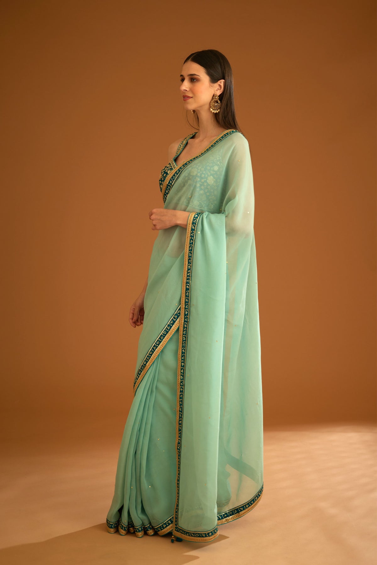 Opal green Saree set