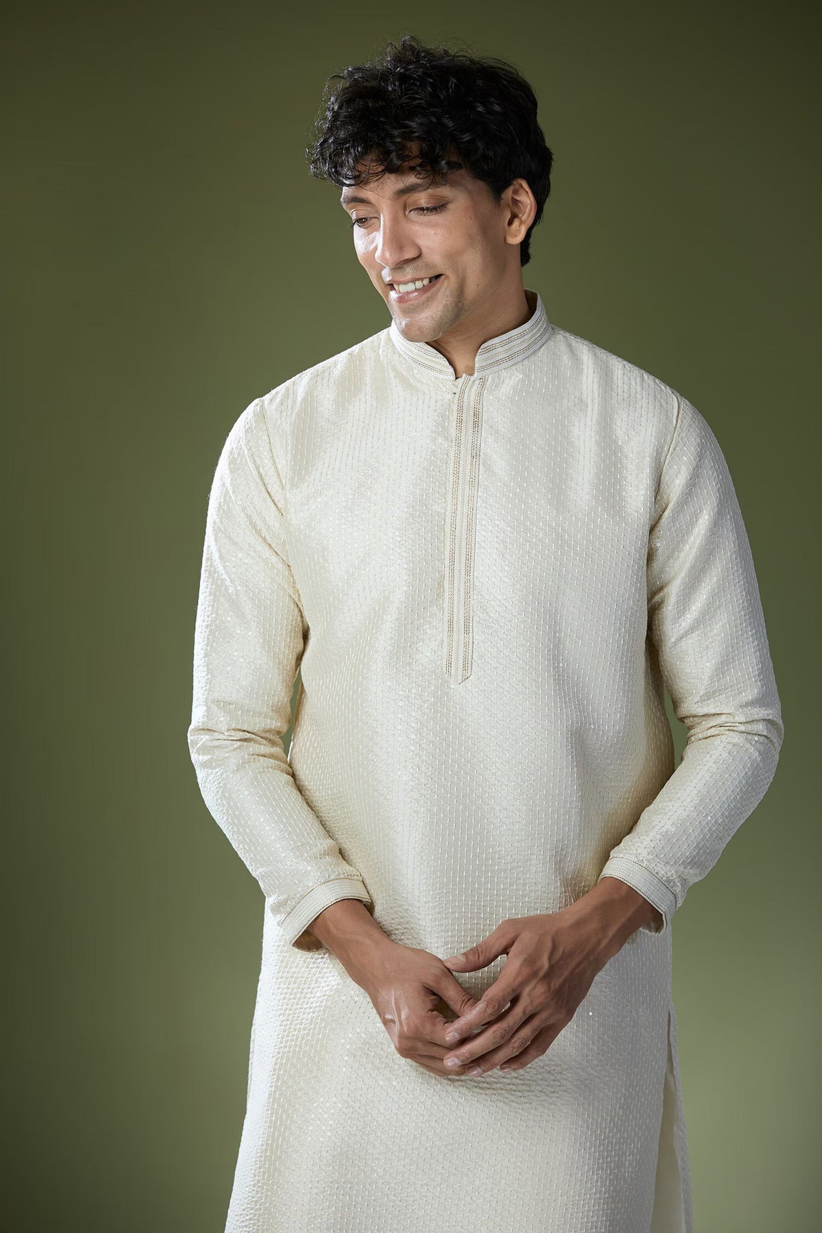 Almond Running Stitch Kurta Set