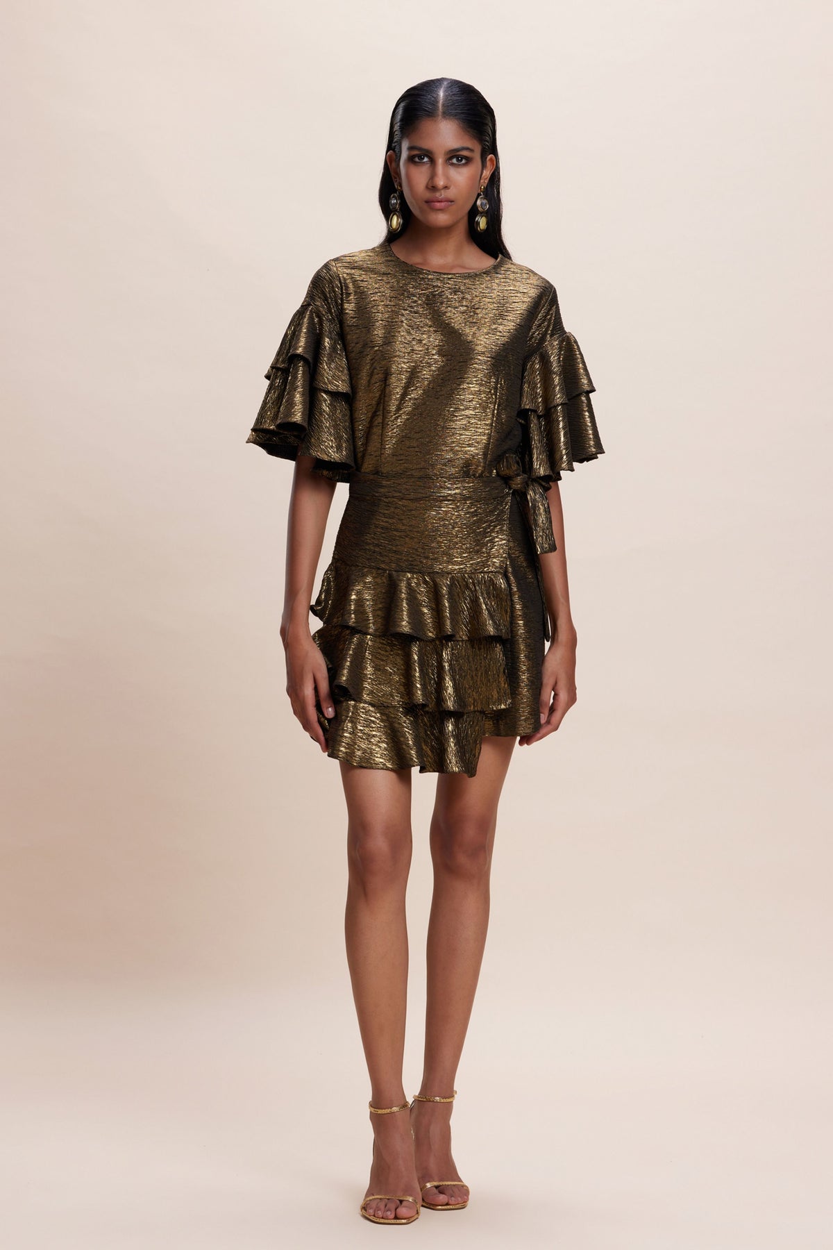 Golden Ruffle Dress