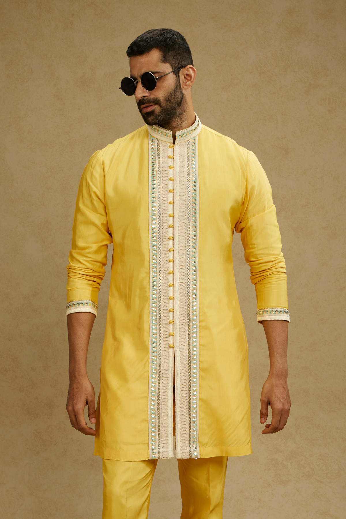 Front Open Embroidered Kurta With Pants