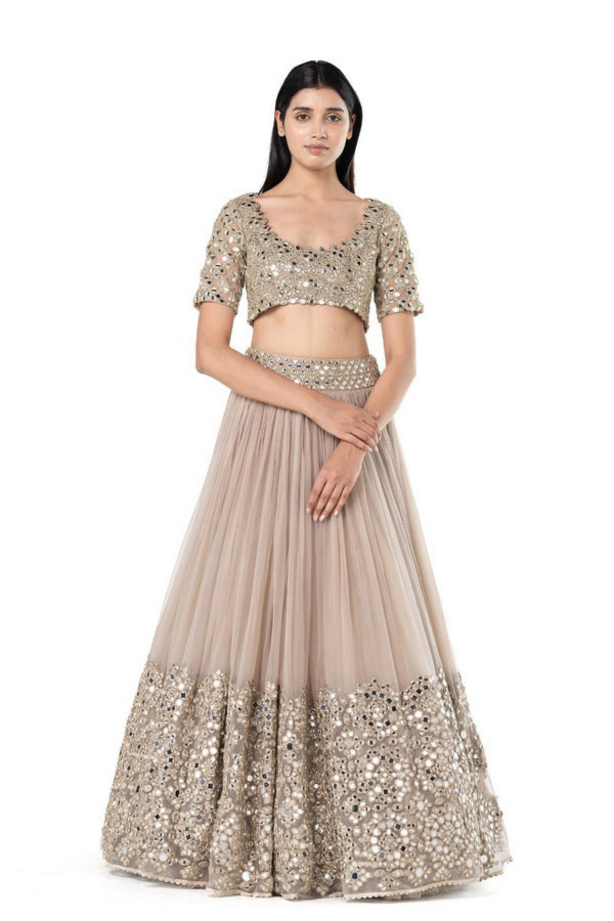 Moon Grey Organza Lehenga Set