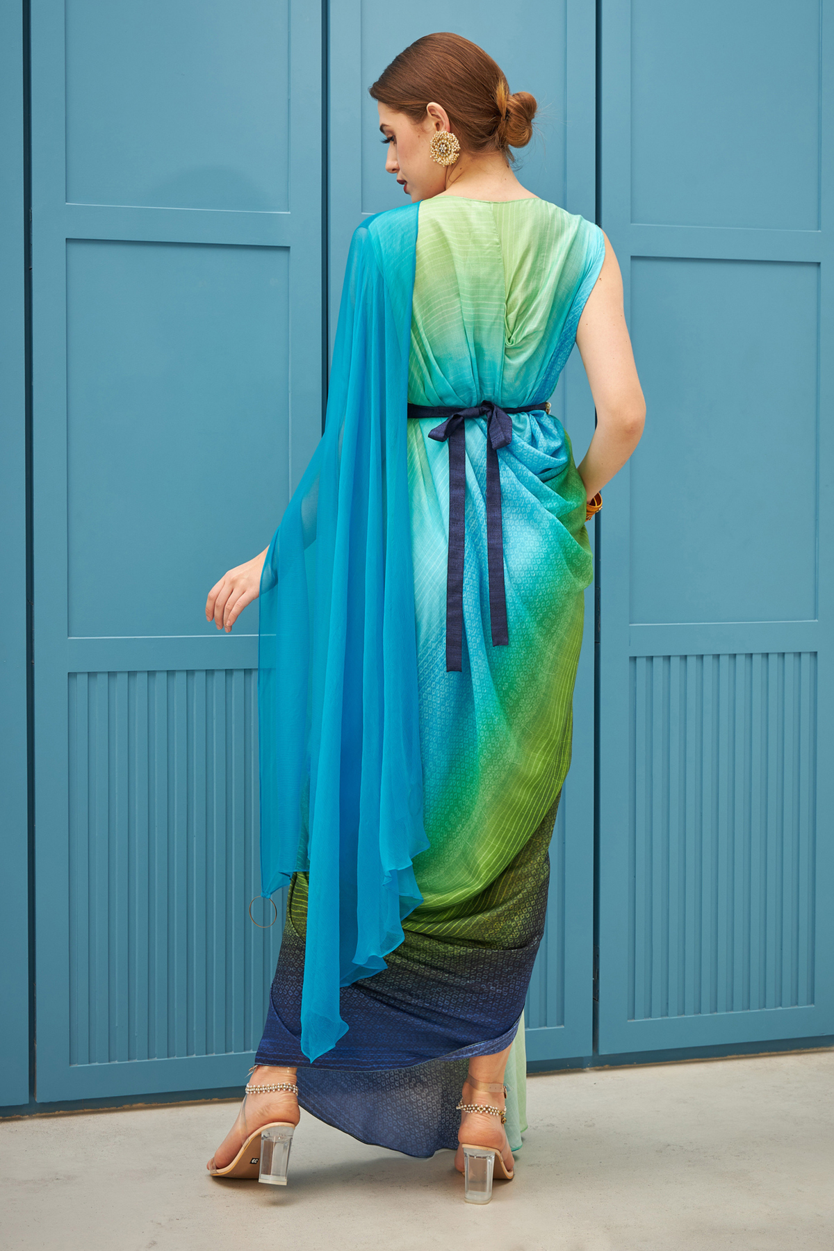 Draped Gown With Attached Belt