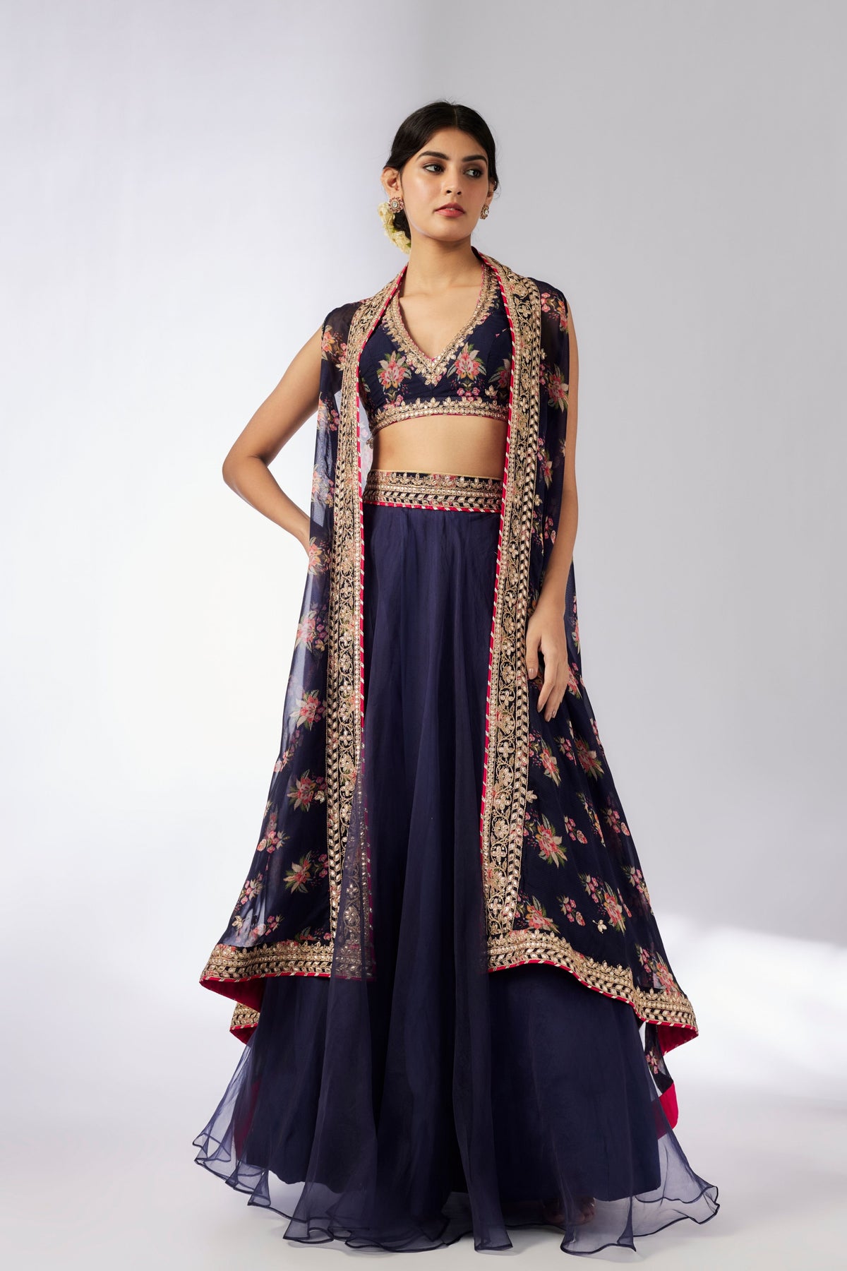 Navy Mehar Lehenga Set