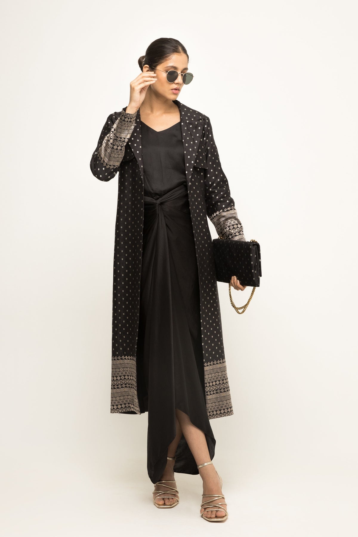 Alaya Trench Jacket With Black Dress