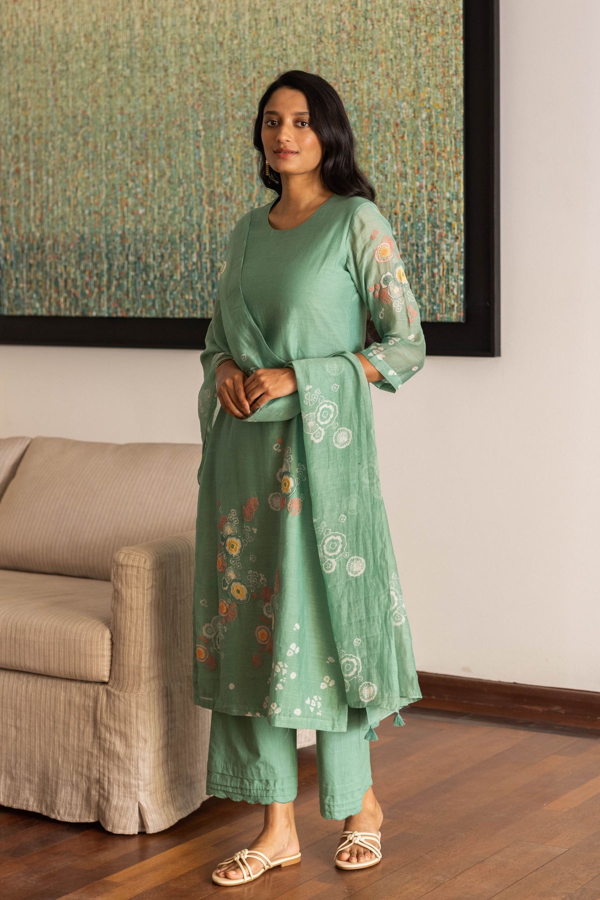 Mint Floral Kurta Set