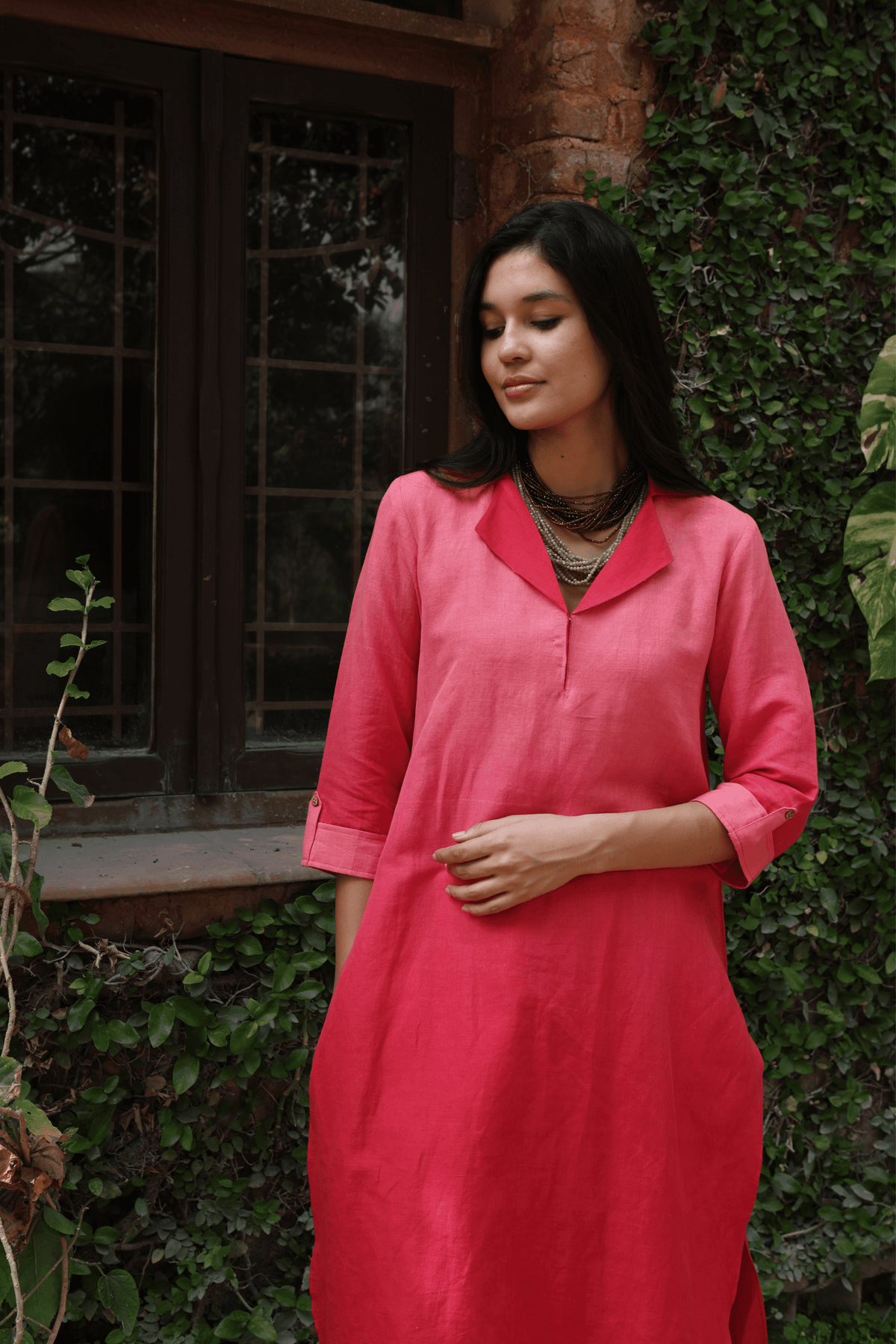 Coral Pink Ombre Kurta And Pant