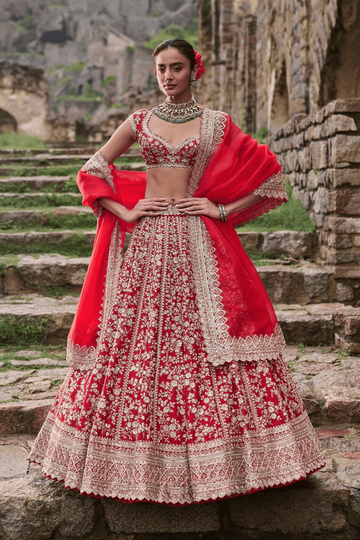 Red Divila Lehenga Set