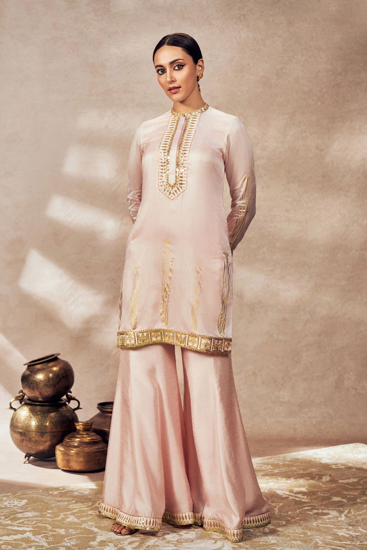 Pink Whispering Lily Sharara Set