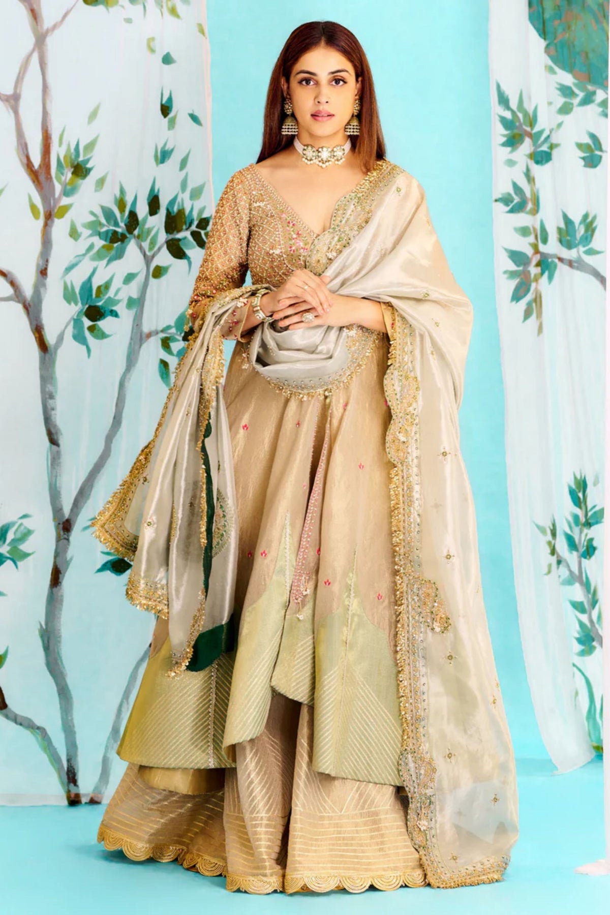 Pearl Jacket With Sharara Set