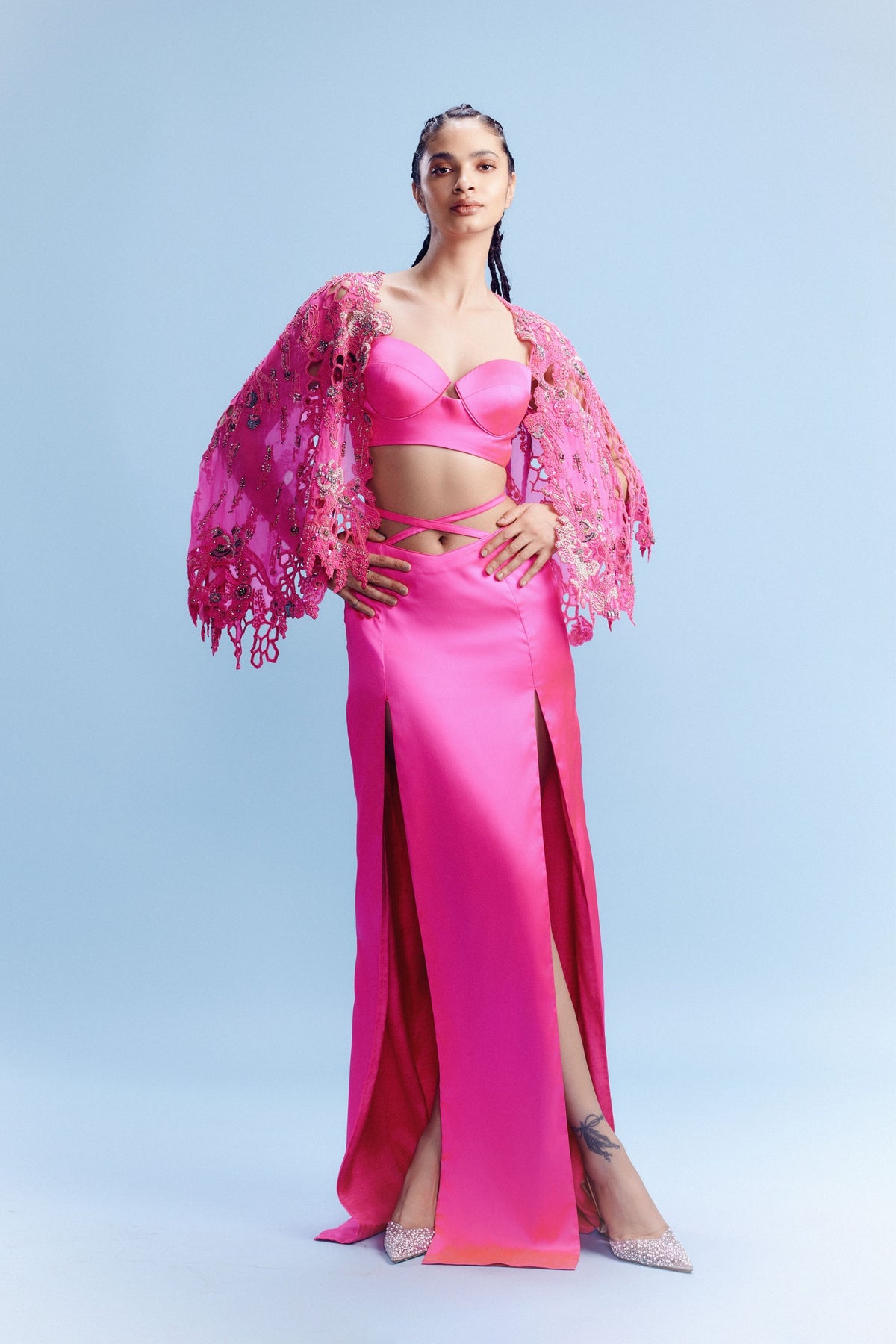 Olga Hot Pink Cape Set