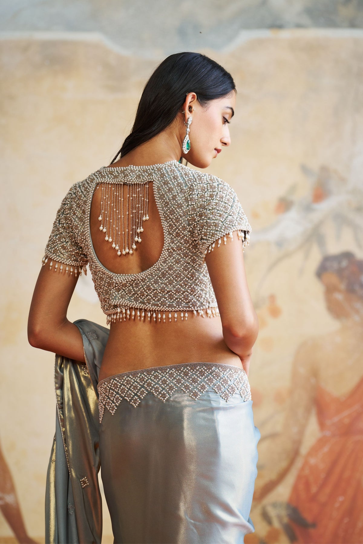 Pearl Foil Texture Saree Set