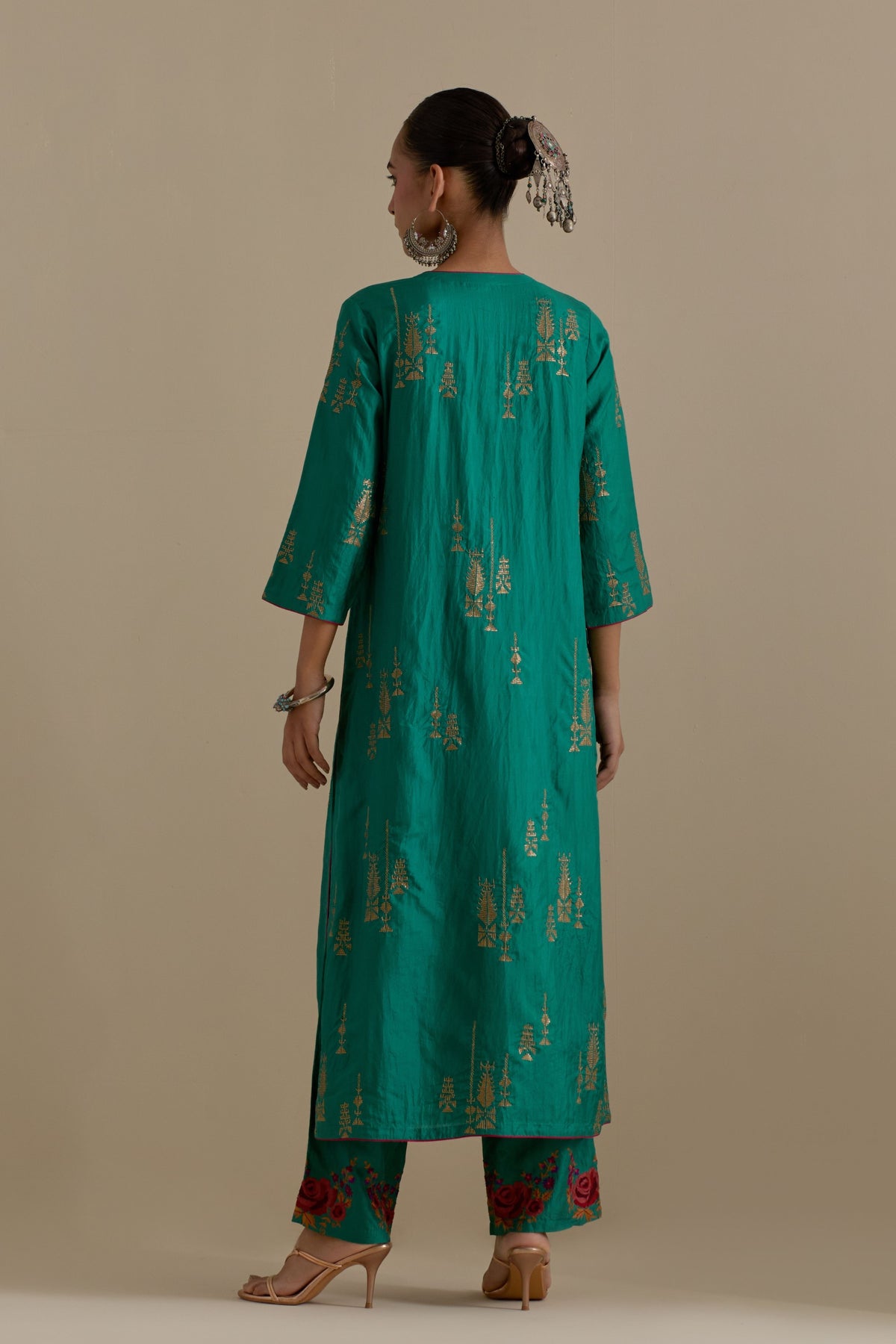 Persian Green Silk Kurta Set