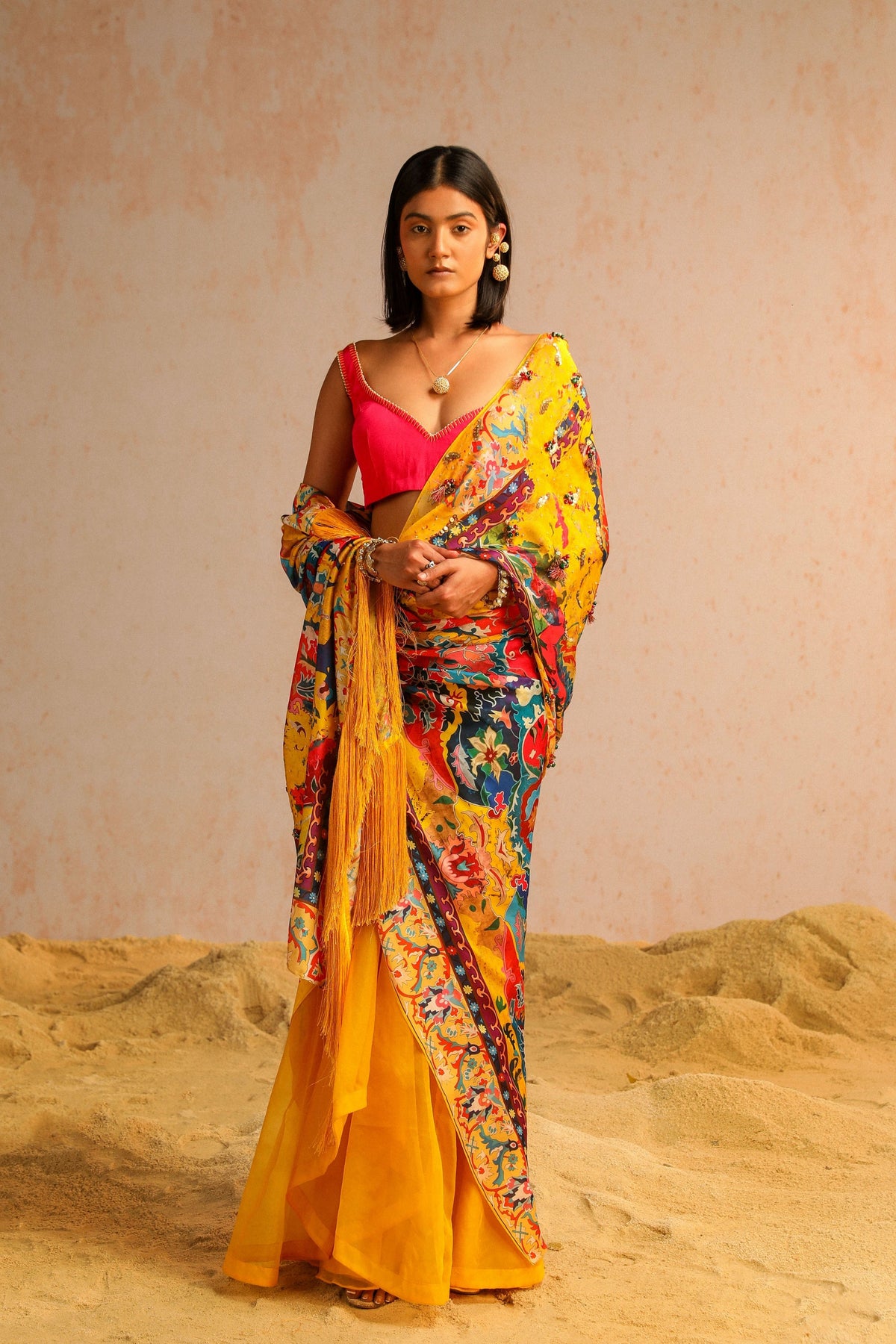 Yellow Draped Saree