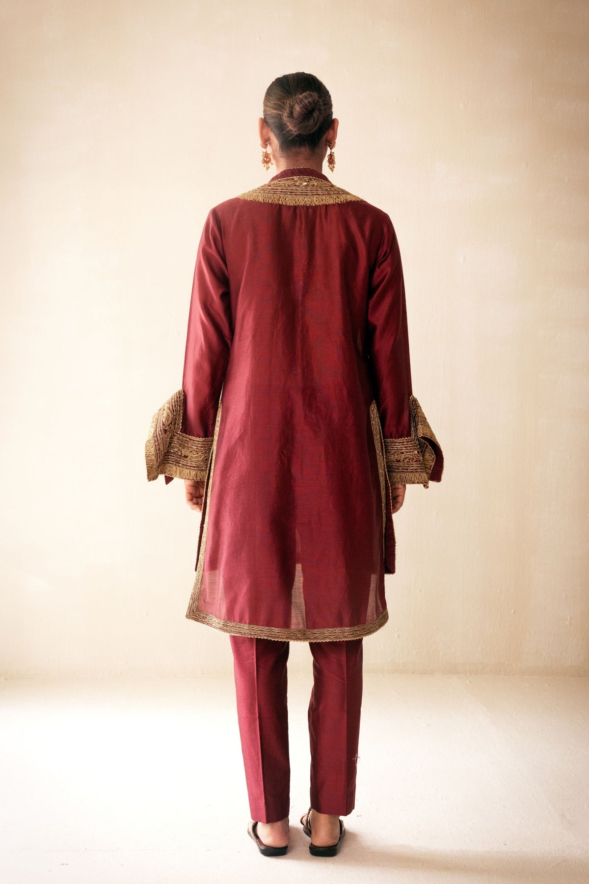 Maroon Structured Kurta Set