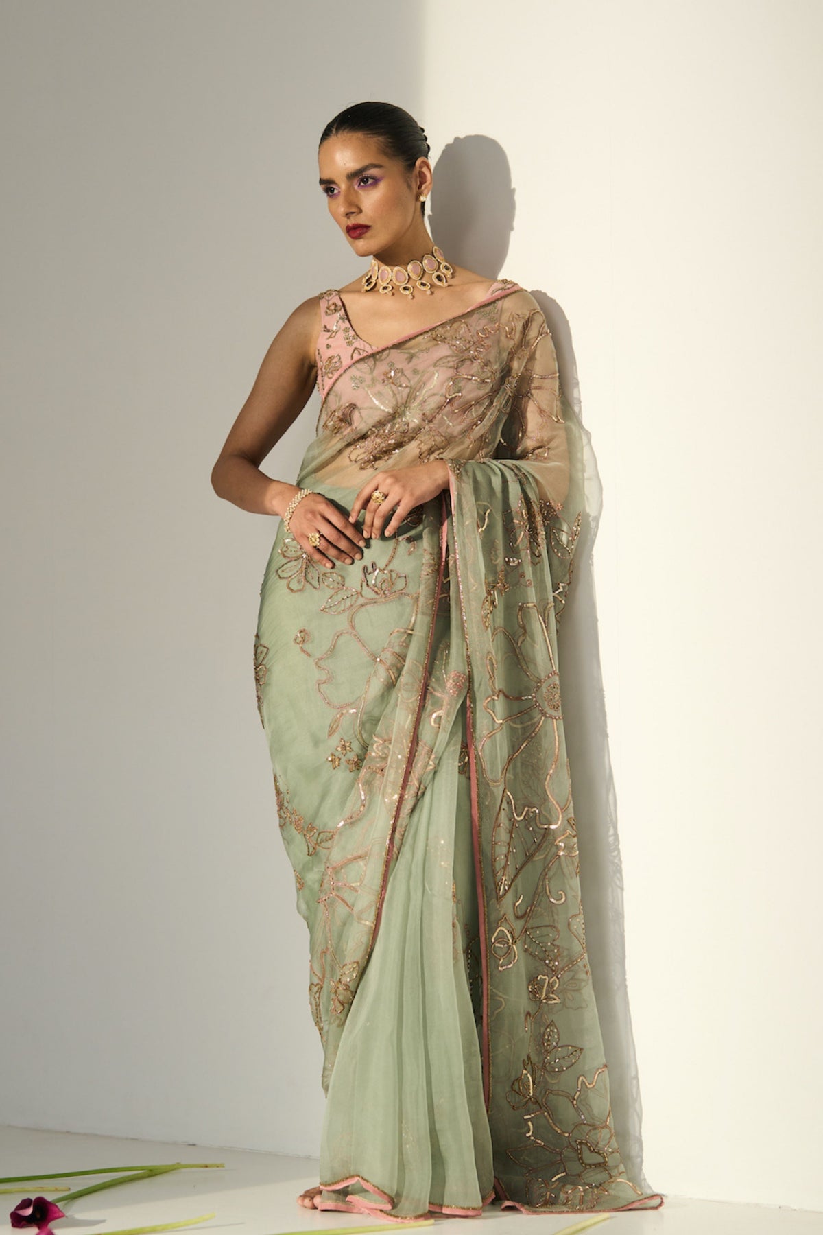 Green Mansa Saree