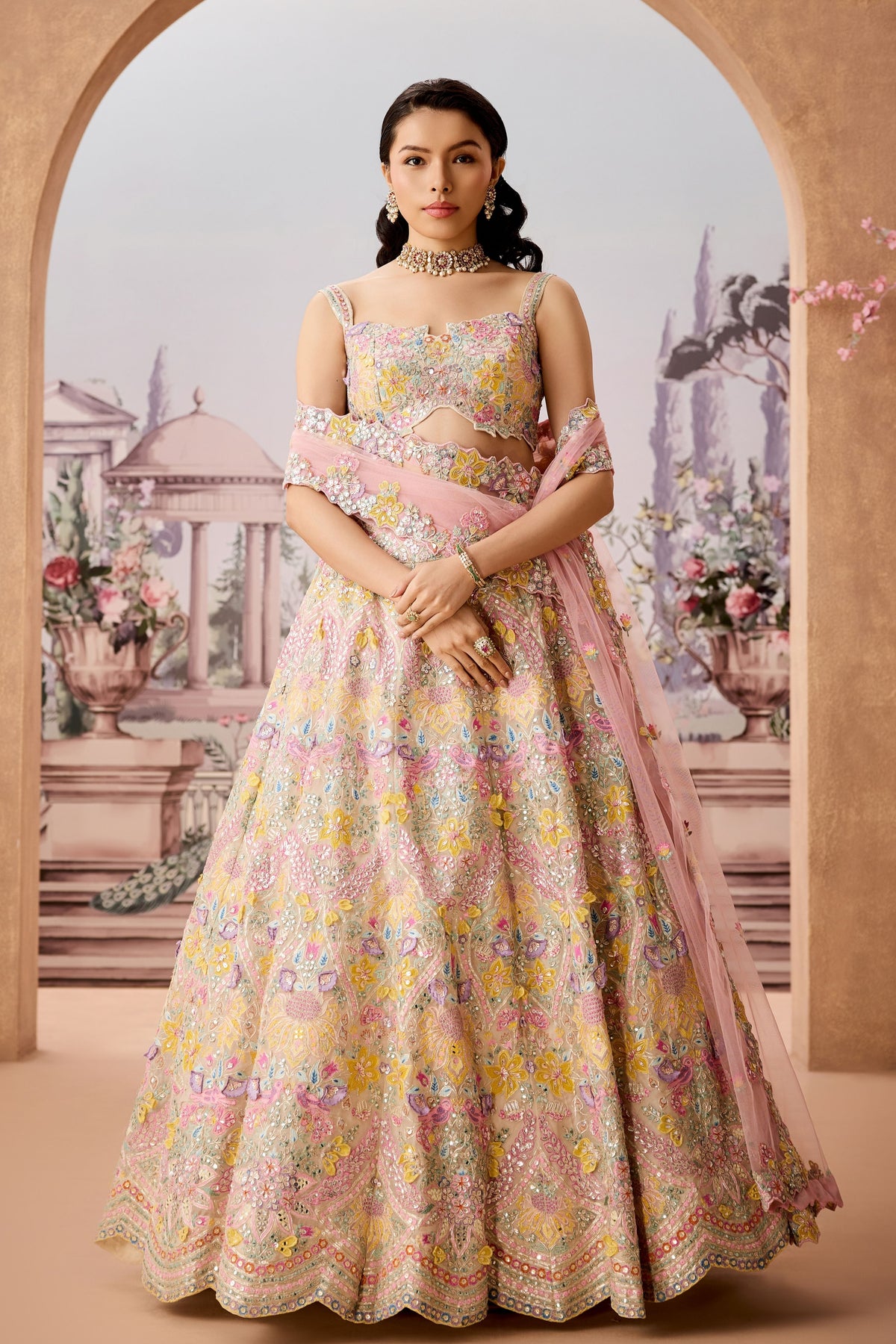 Mbb White Bird Lehenga  Set