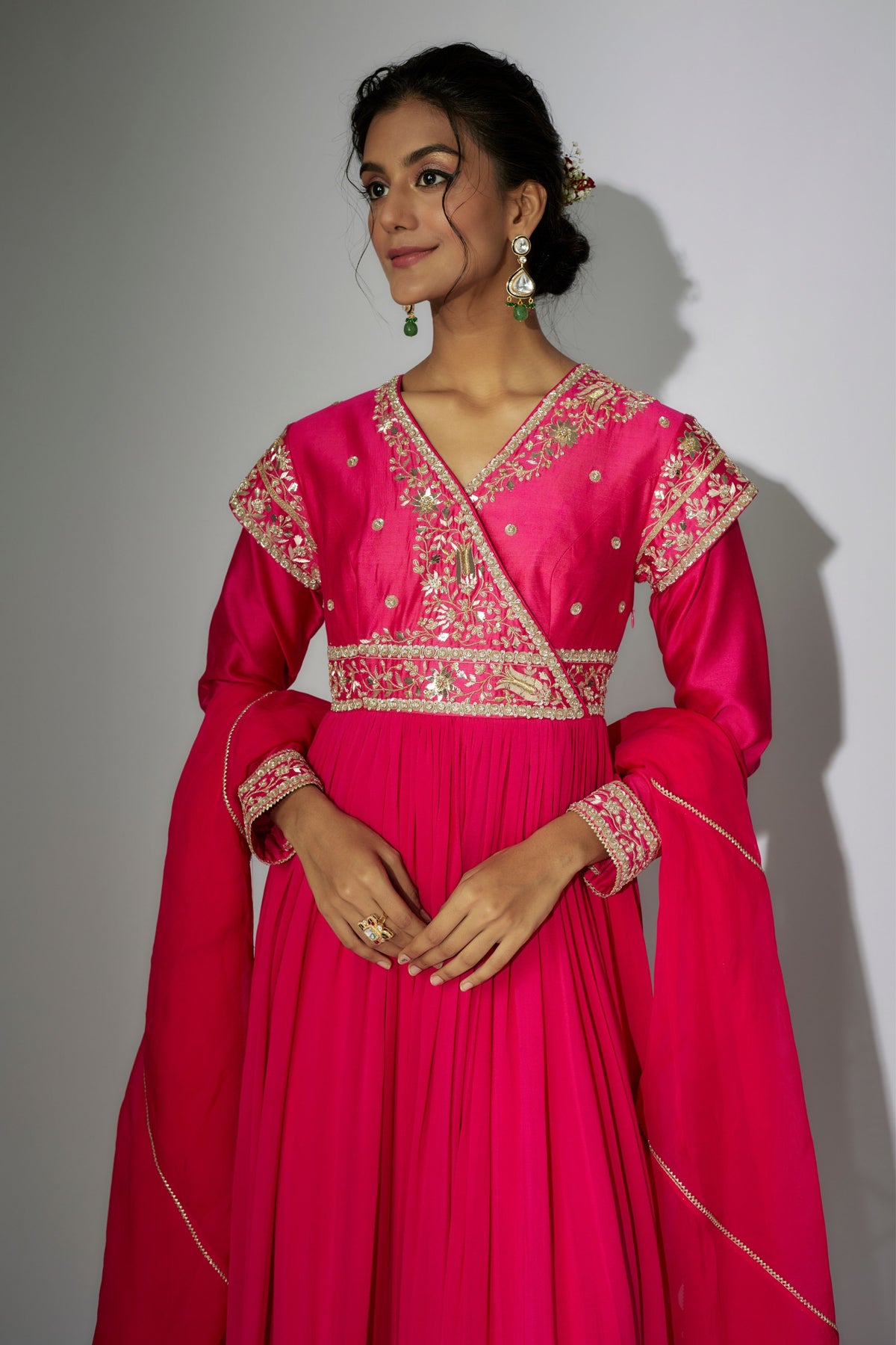 Pink Embroidered Anarkali Set