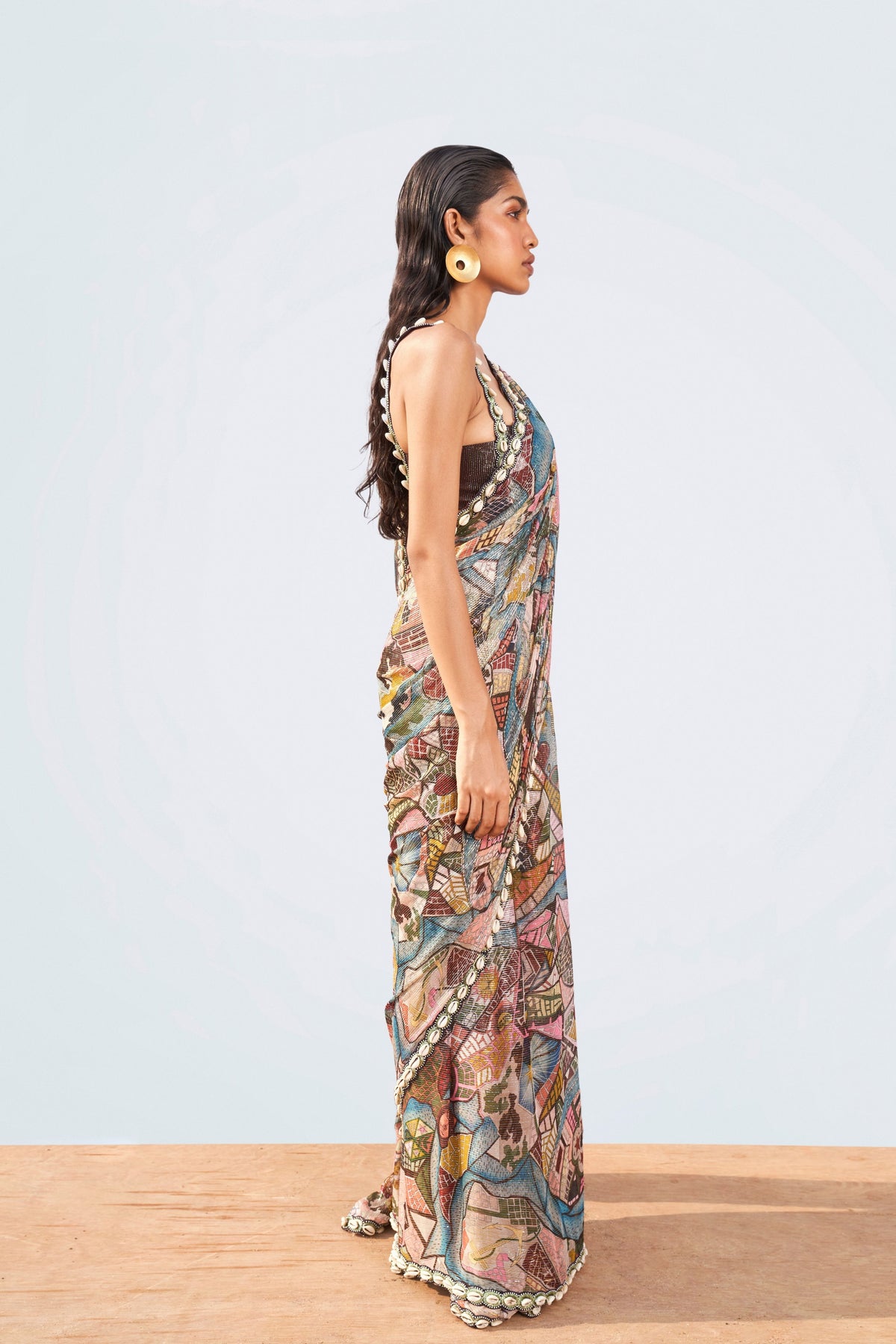 Multi-color Mystic Seascape Saree