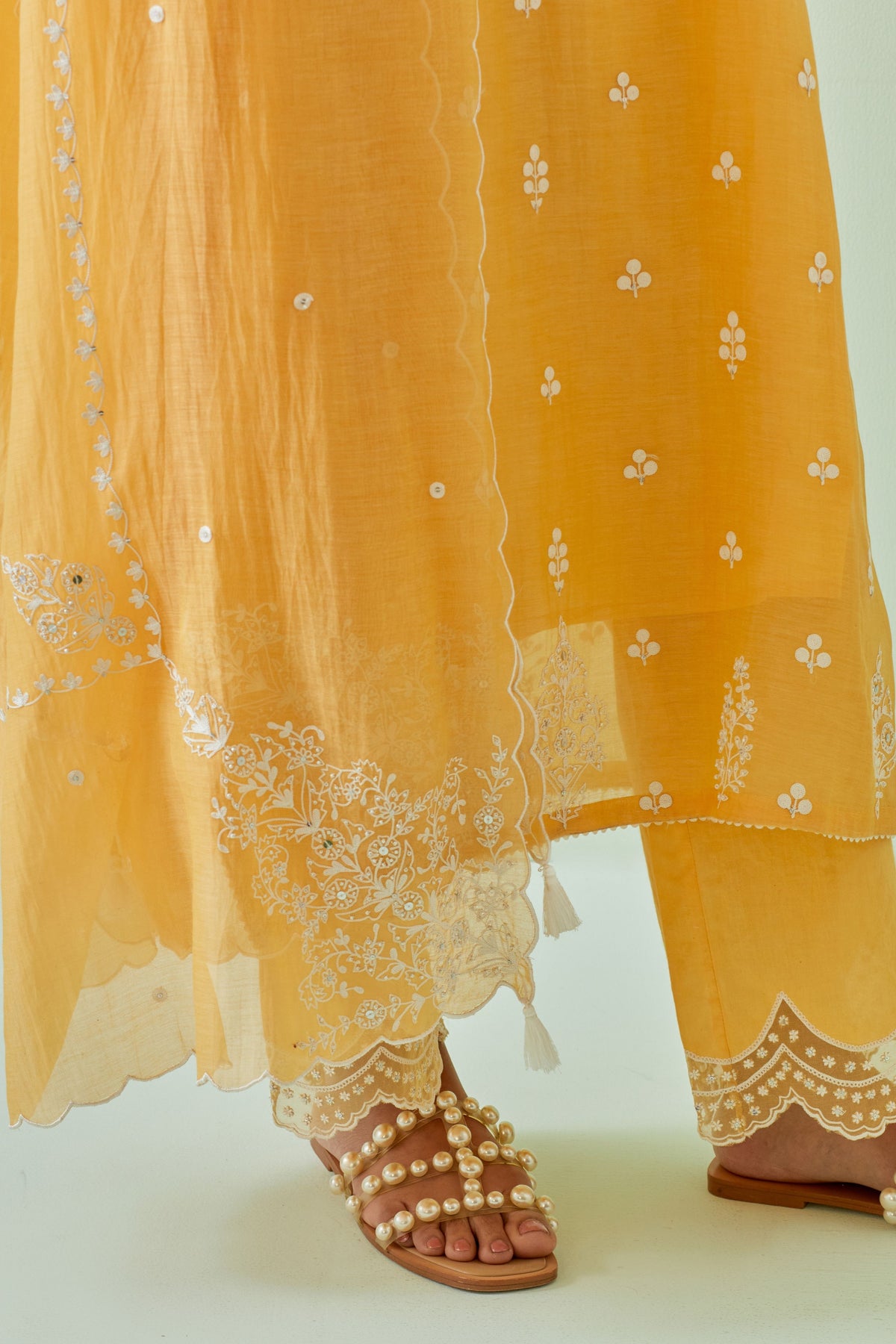 Yellow Boota Embroidered Kurta Set