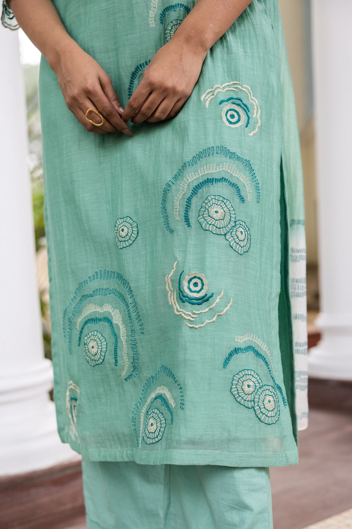 Mint Embroidered Kurta Set