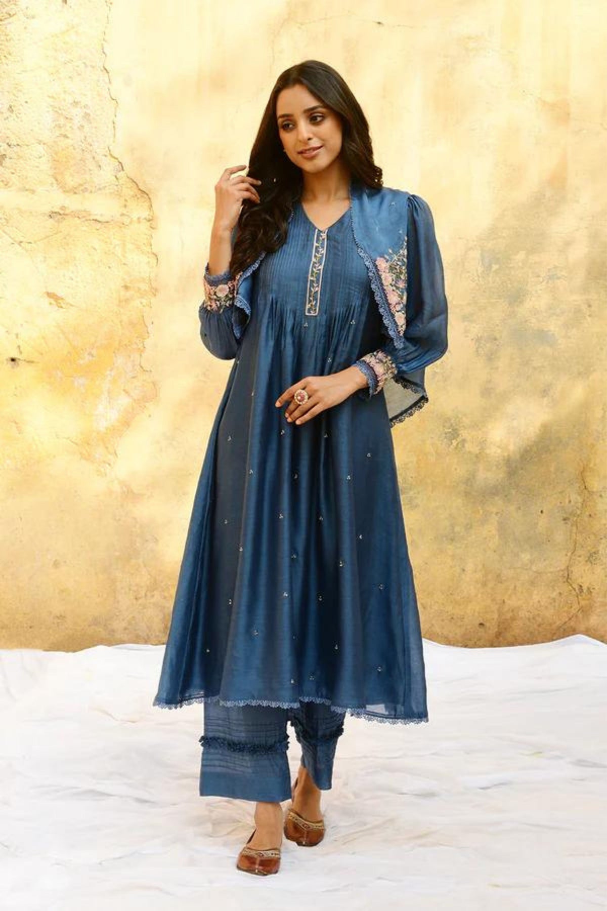 Blue Mystic Knot Jacket Kurta Set